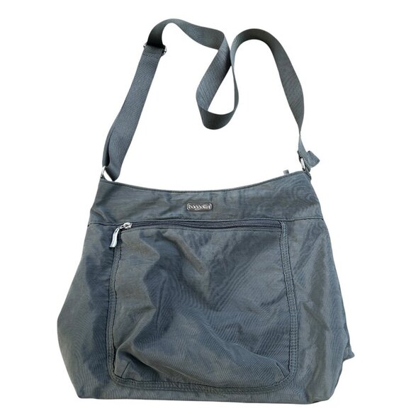 Baggallini Gray Canvas Hobo Crossbody Bag - Picture 1 of 7
